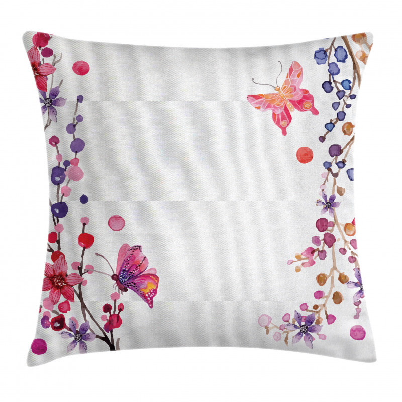 Floral Art and Butterfly Pillow Cover
