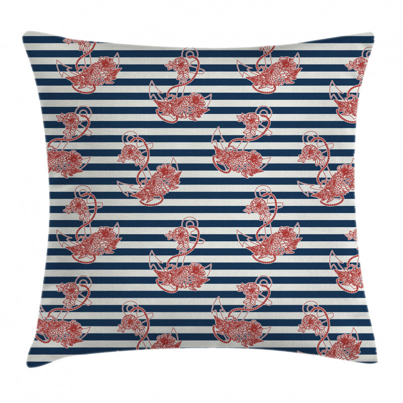 Anchor Striped Backdrop Pillow Cover