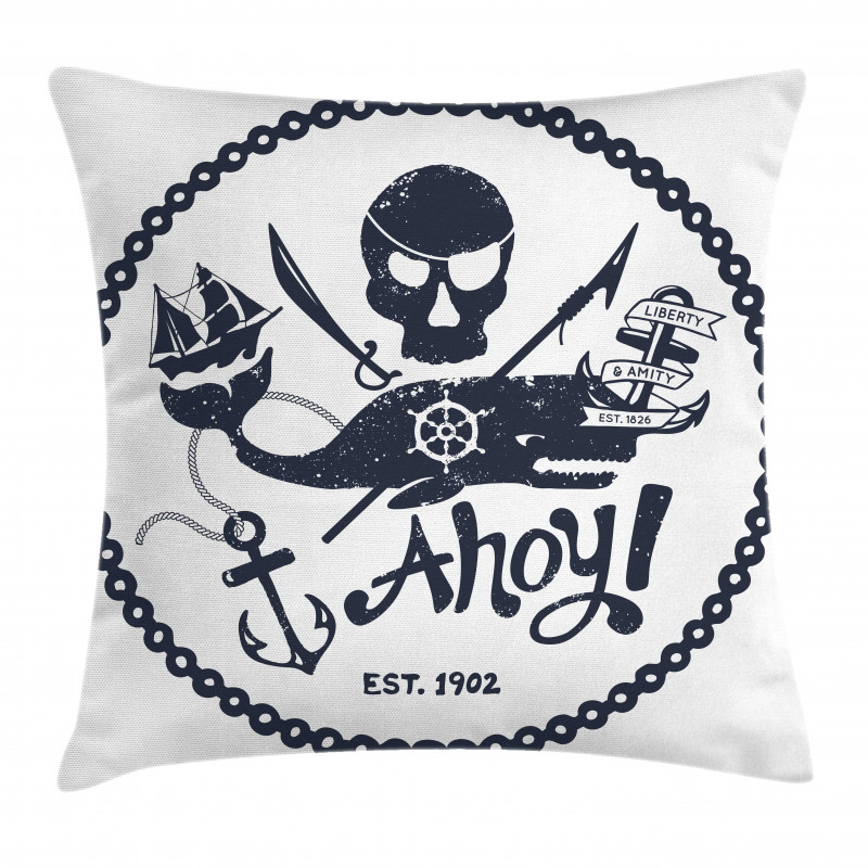 Nautical Pirate Skull Pillow Cover