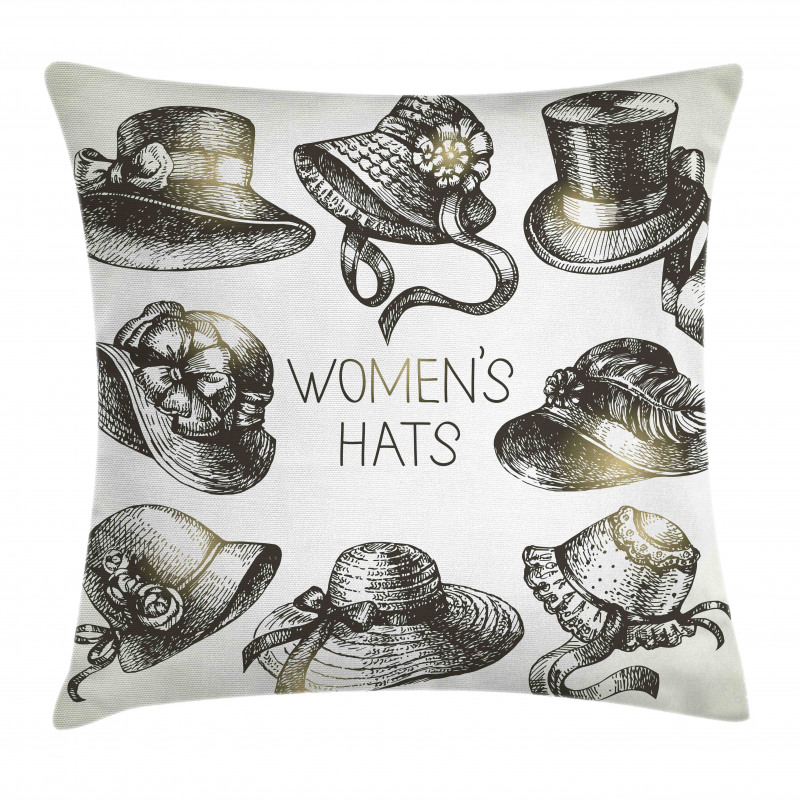 Vintage Woman Hats Pillow Cover