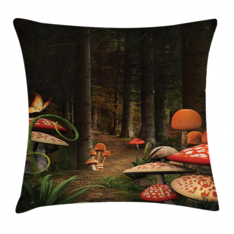 Mushrooms Dark Forest Pillow Cover
