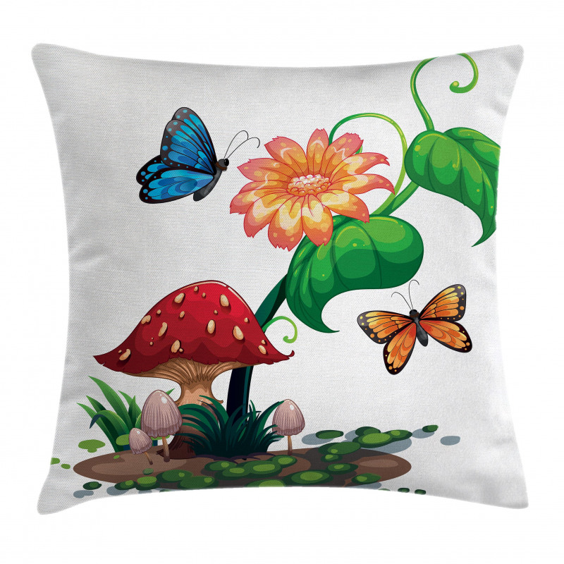 Flowering Plant Butterfly Pillow Cover