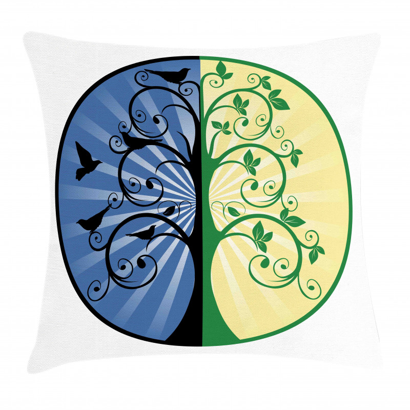 Ying Yang Tree Asian Pillow Cover