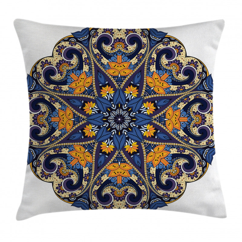 Floral Mandala Motif Pillow Cover