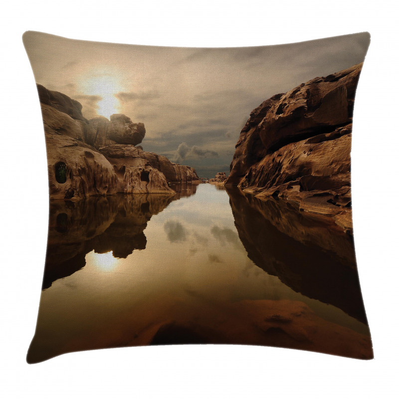 Sunrise Rocks Sky Lake Pillow Cover