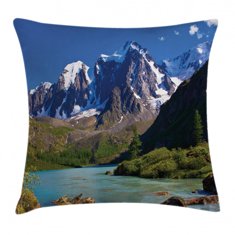 Mountain River Clouds Pillow Cover