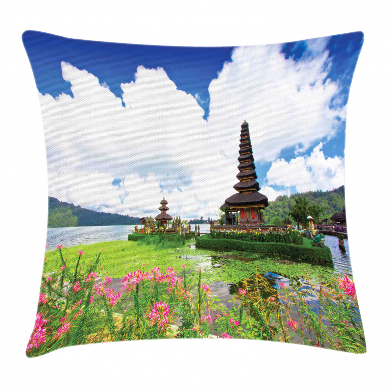 Bali Tropic Flowers Sea Pillow Cover