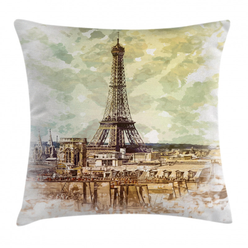 Eiffel Tower Skyline Pillow Cover
