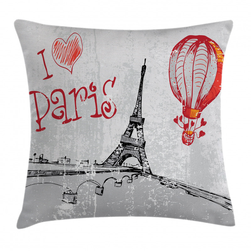 Paris Hot Air Balloon Pillow Cover