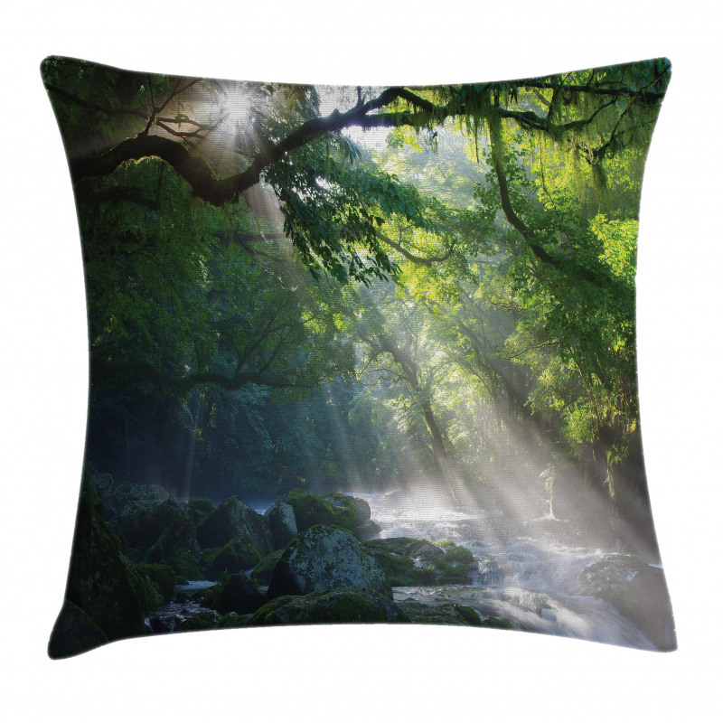 Jungle Sunlight Trees Pillow Cover