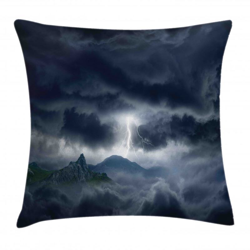 Stromy Sky over Mountains Pillow Cover
