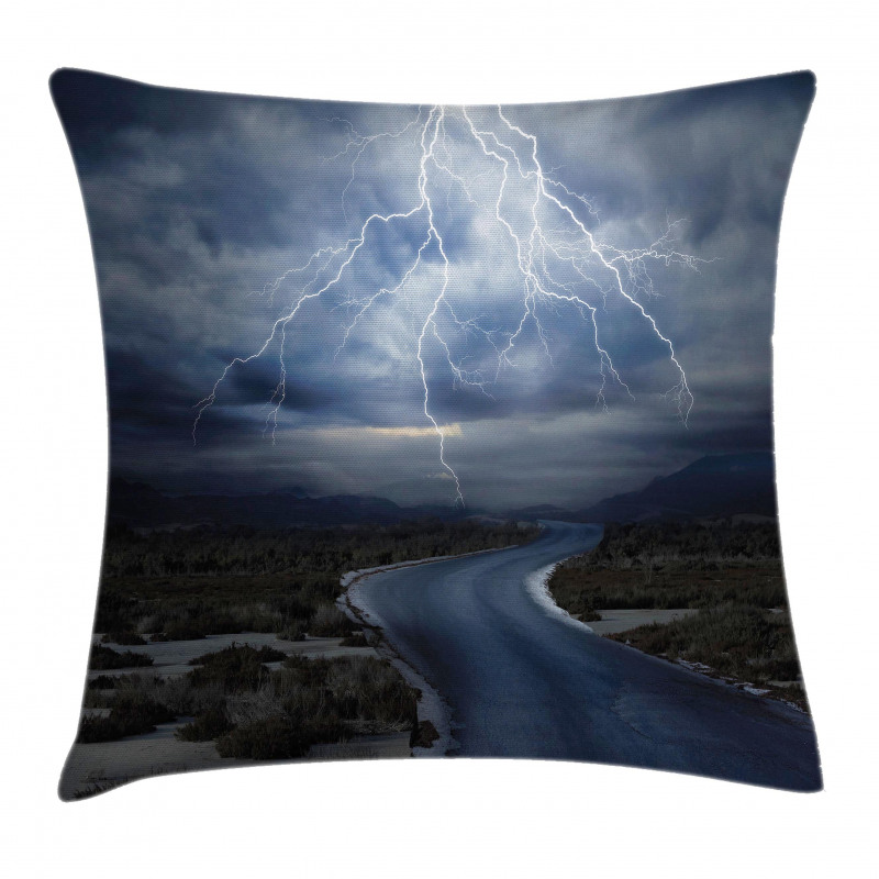 Thunderstorm over Road Pillow Cover