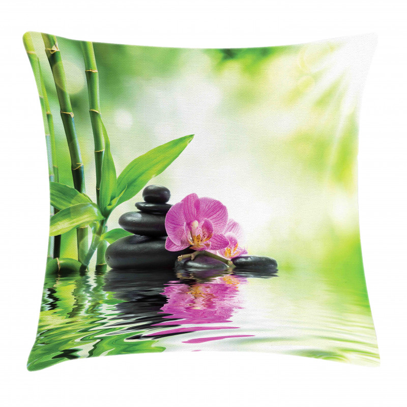 Orchids Rocks Water Pillow Cover
