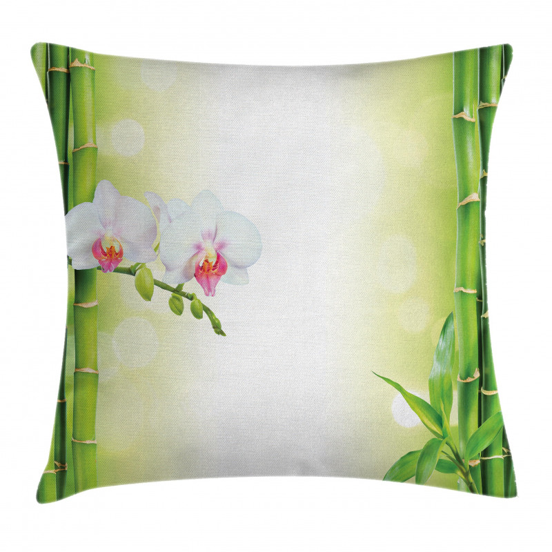 Orchids Bamboo Branches Pillow Cover