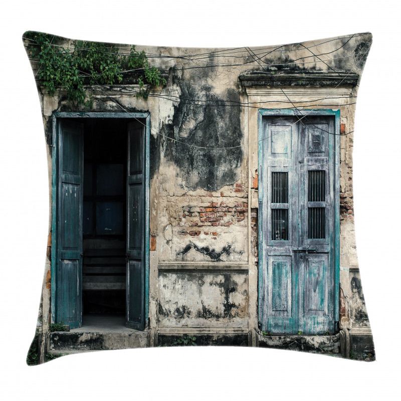 Doors of Old Rock House Pillow Cover