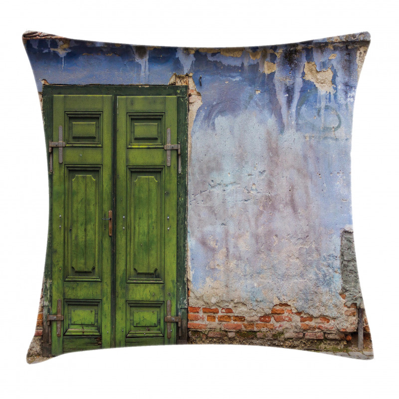 Colored House Old Door Pillow Cover
