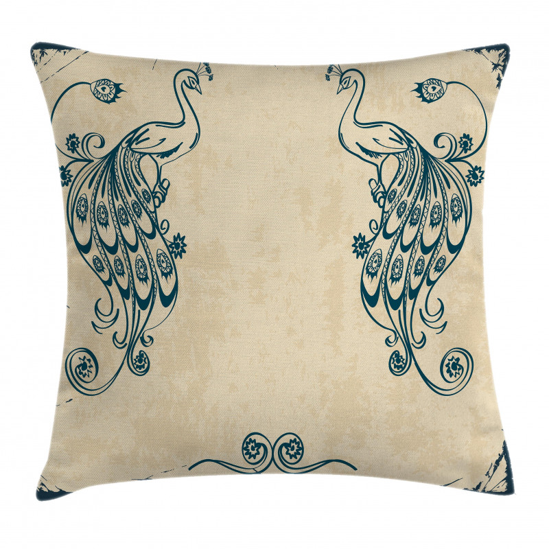 Vintage Peacock Bird Pillow Cover