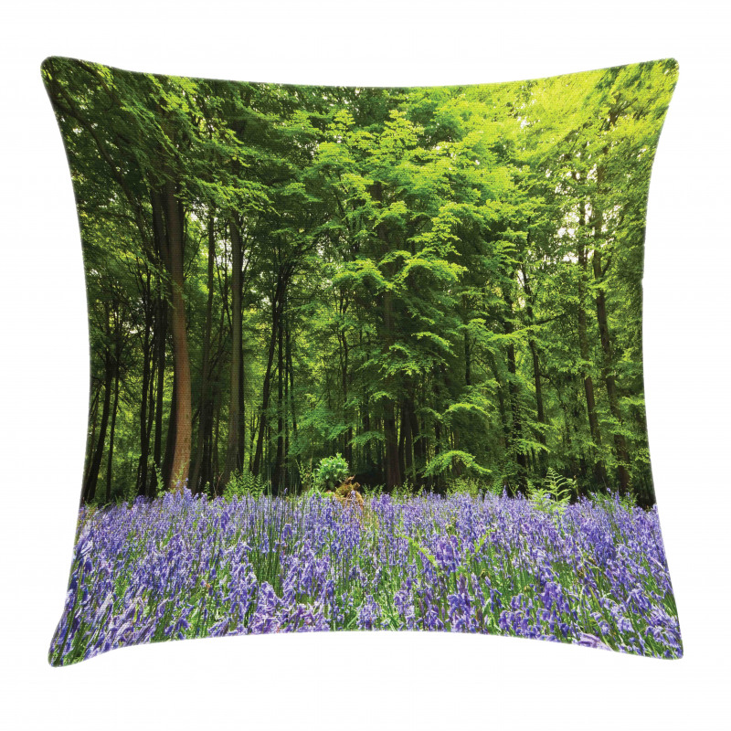 Bluebell Flowers Forest Pillow Cover