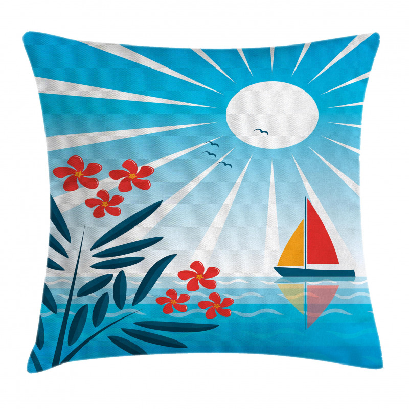 Oleanders and Sailboat Pillow Cover