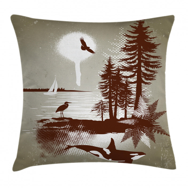 Grunge Whale Maritime Pillow Cover