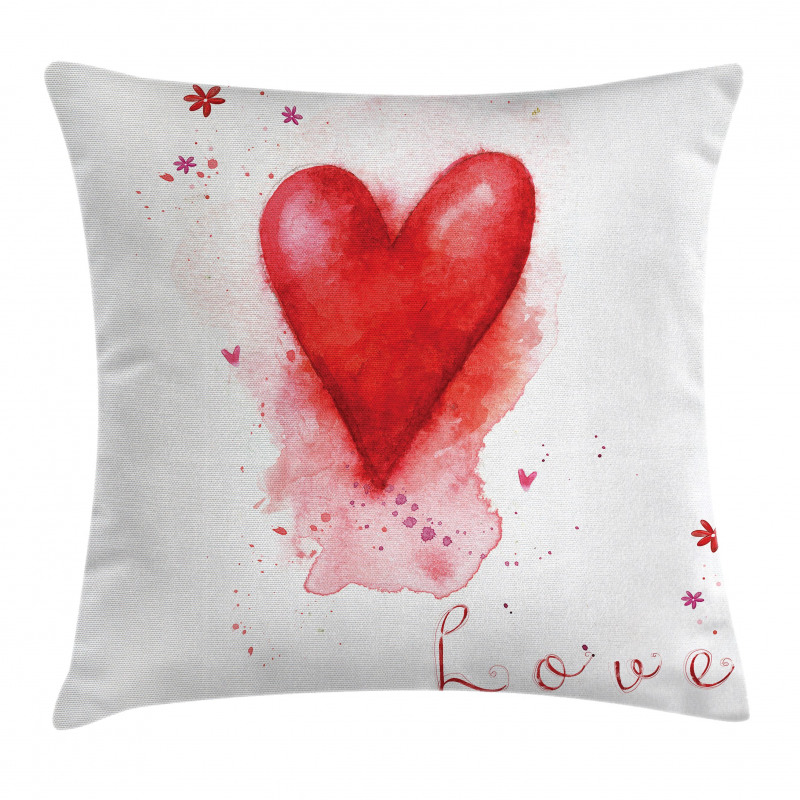 Watercolor Effect Heart Pillow Cover