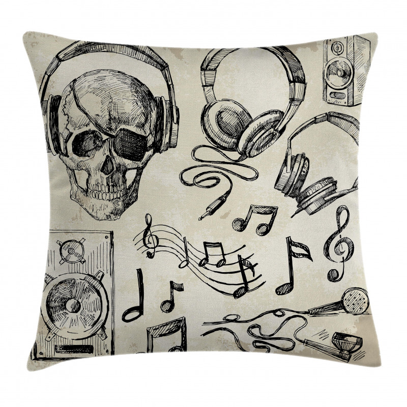 Music Hipster Skull Pillow Cover