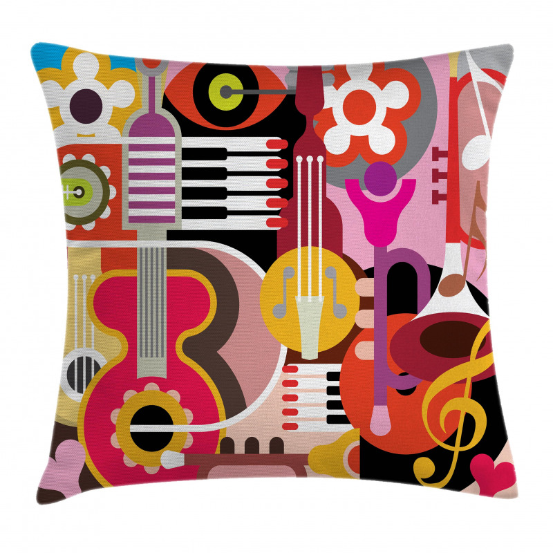 Music Instruments Pillow Cover