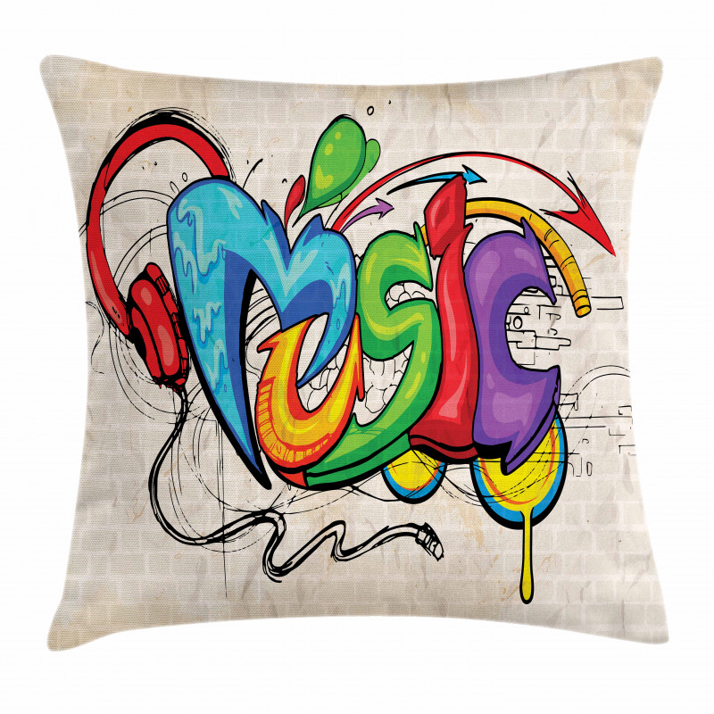 Music Graffiti Hip Hop Pillow Cover