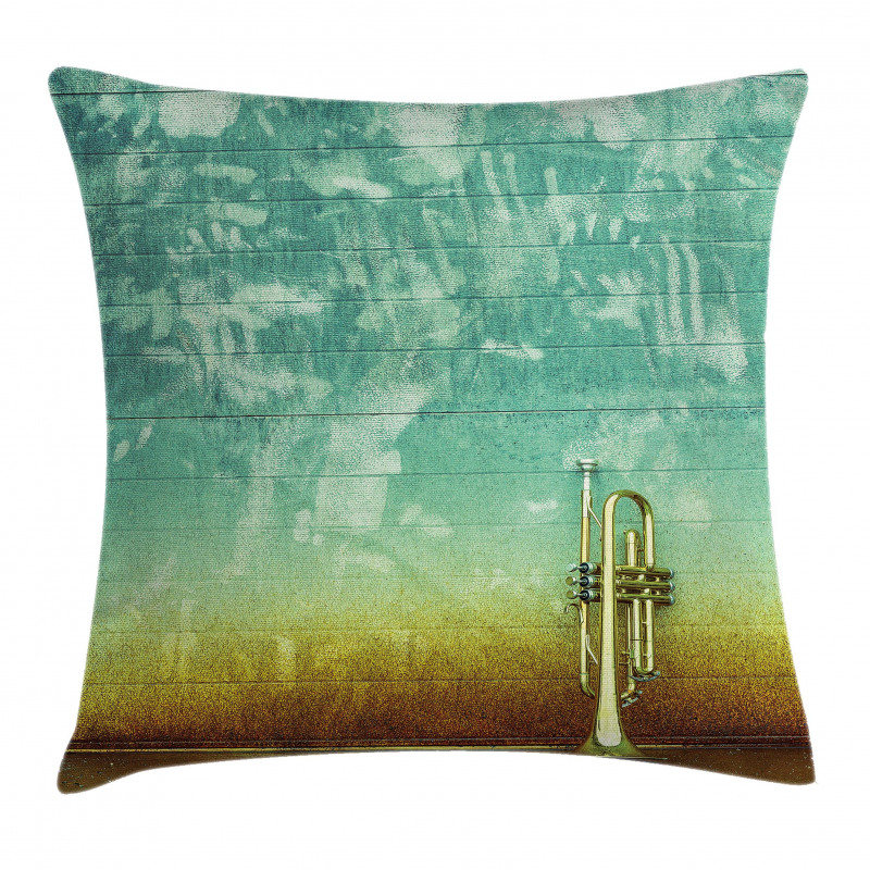 Old Worn Trumpet Grungy Pillow Cover