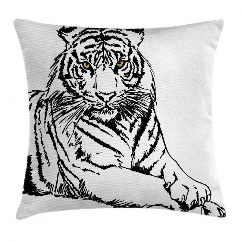Sketch of Tiger African Pillow Cover