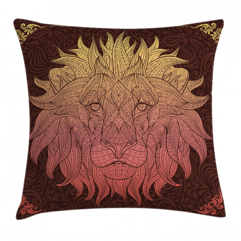 Lion Floral Ornate Art Pillow Cover