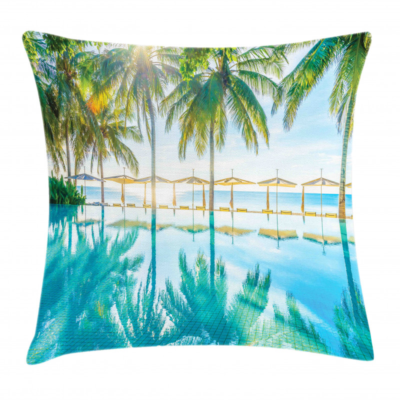 Palm Tree Hotel Pool Pillow Cover