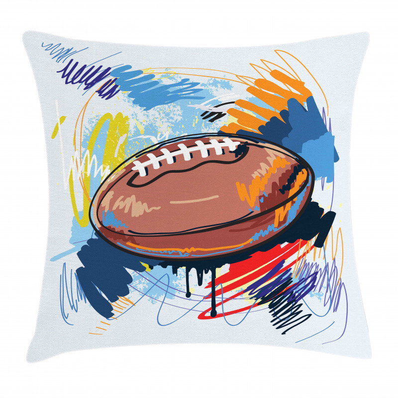 Rugby Ball Doodle Art Pillow Cover