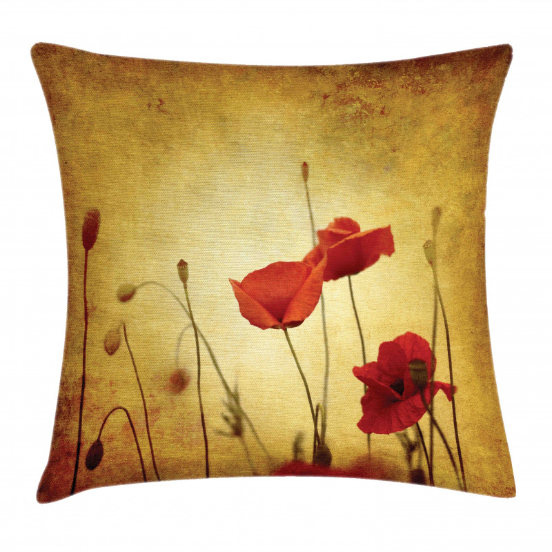 Poppy Flowers Bohemian Pillow Cover