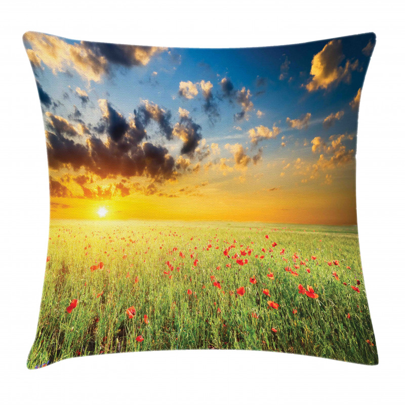 Sunset at Meadow Poppy Pillow Cover