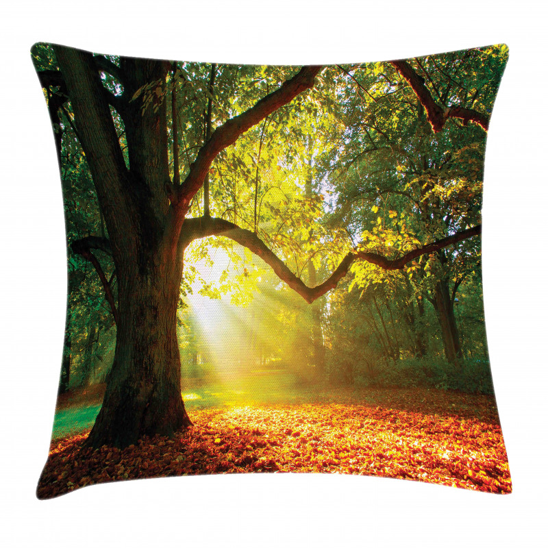 Oak Autumn Leaves Hazy Pillow Cover