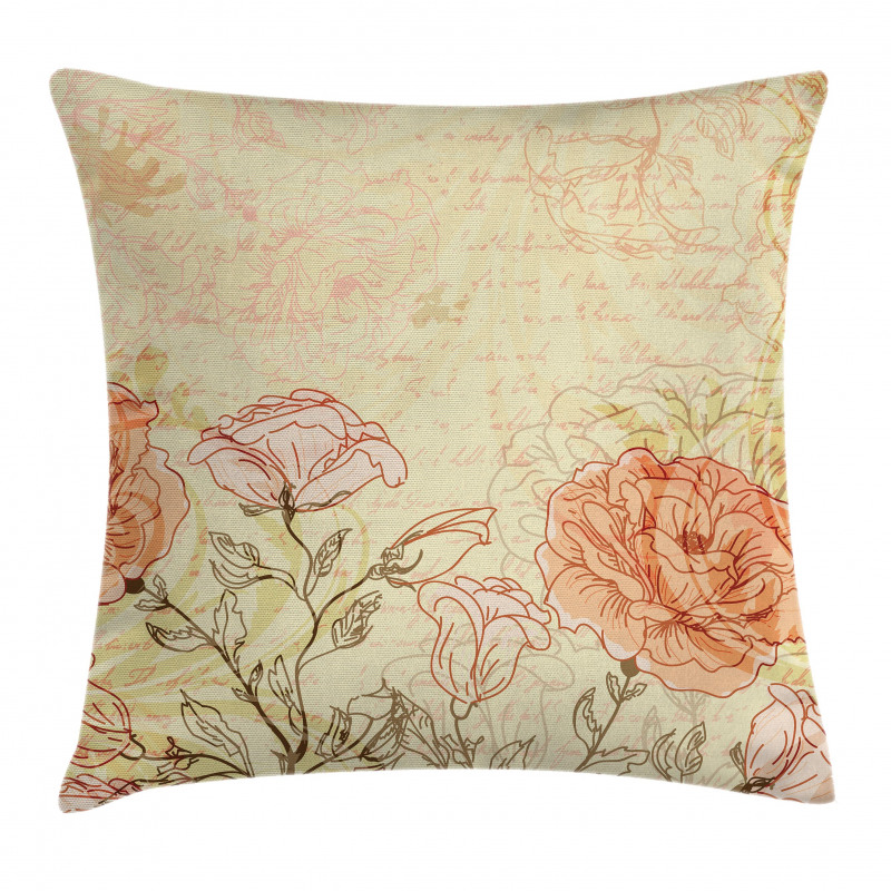 Grunge Retro Flowers Pillow Cover