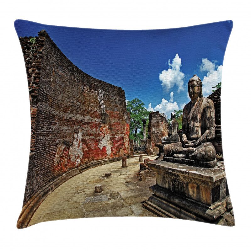 Asian Lotus Theme Building Pillow Cover