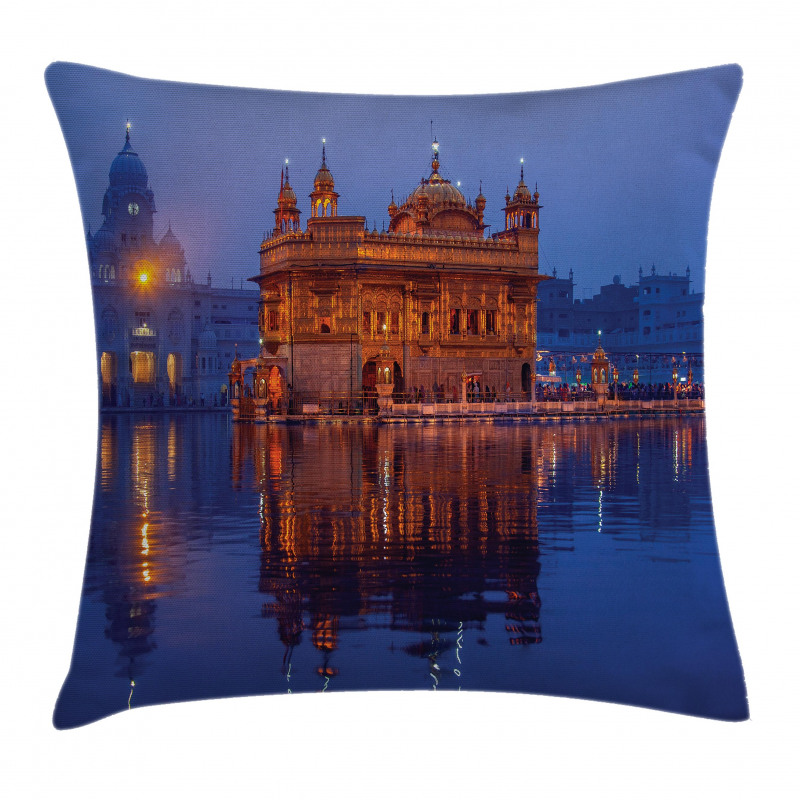 Golden Yellow Building Night Pillow Cover