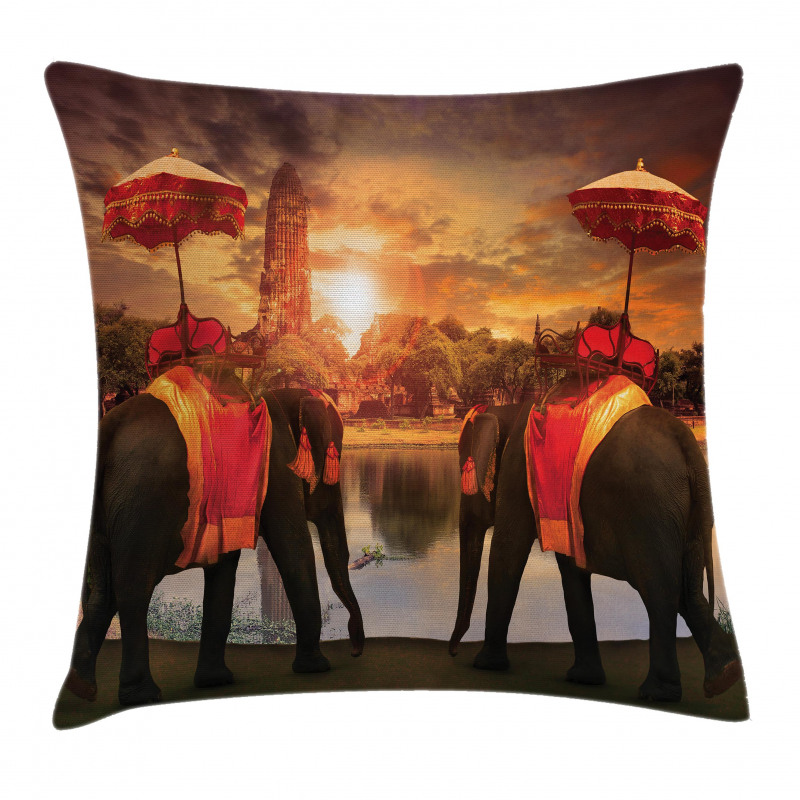 Sunset Animals Lake Pillow Cover