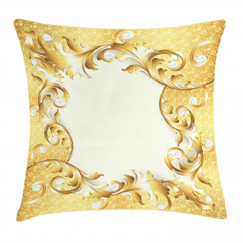 Golden Floral Ornament Pillow Cover