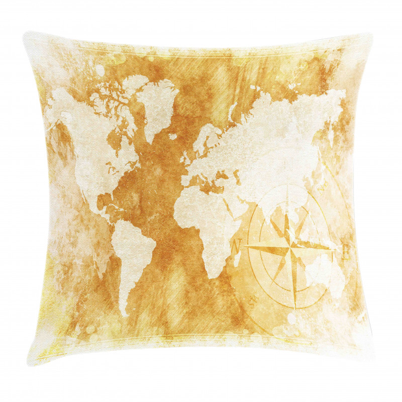 Old Fashioned World Map Pillow Cover