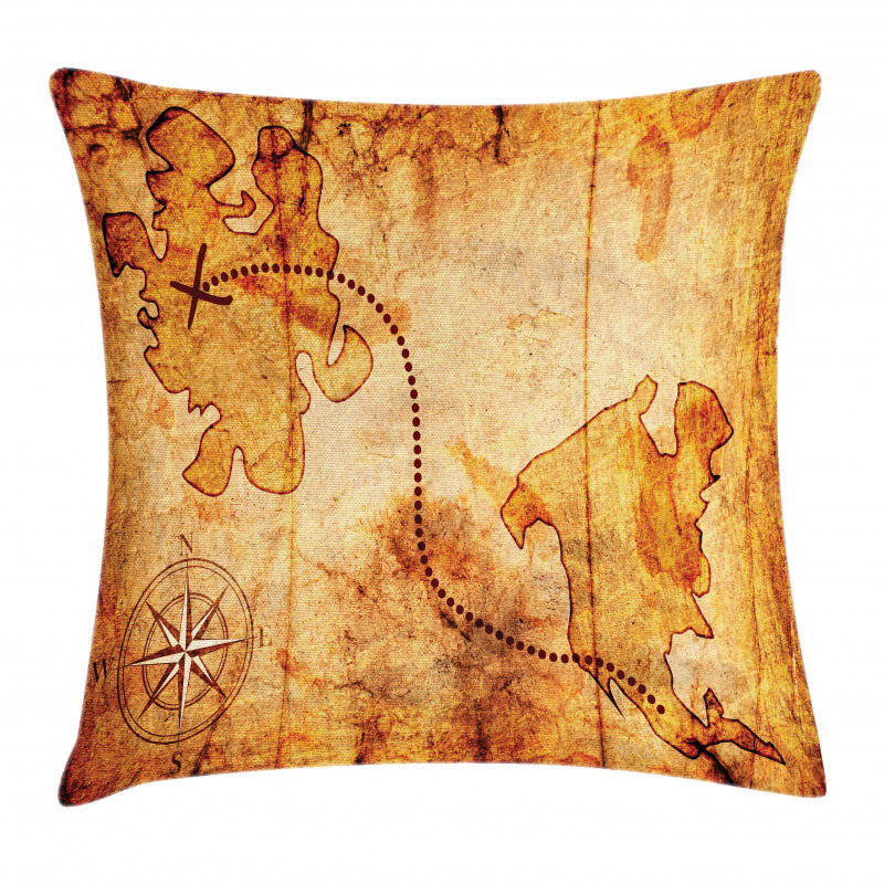 Treasure Map Compass Pillow Cover