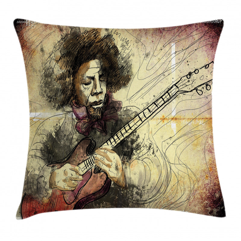 Guitar Virtoso Sketchy Pillow Cover