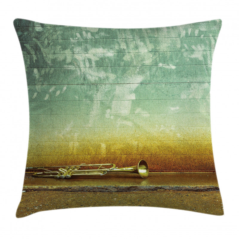 Jazz Club Trumpet Grungy Pillow Cover