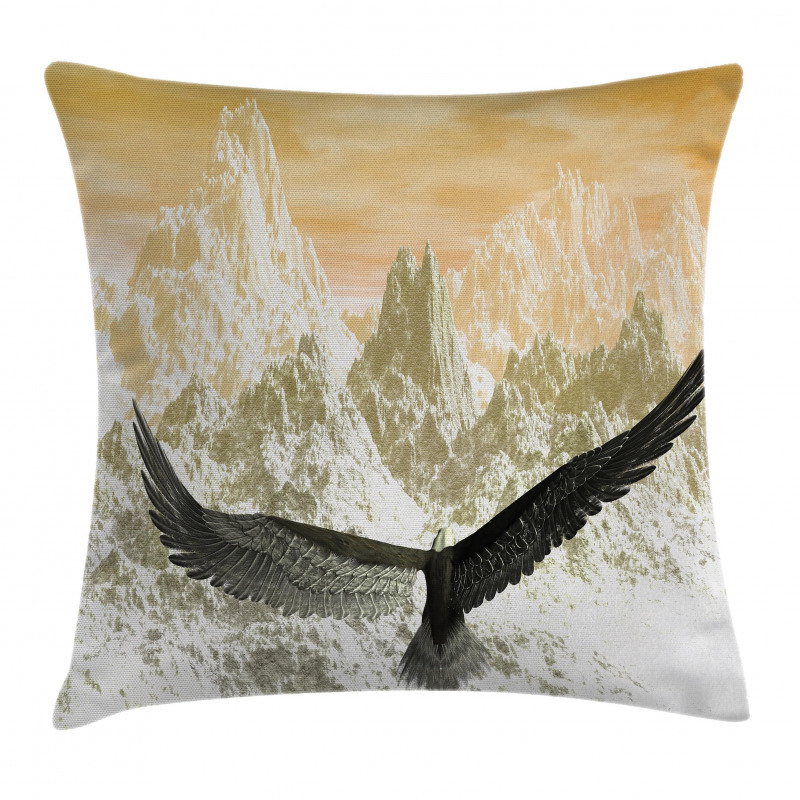 Eagle Flying Mountains Pillow Cover