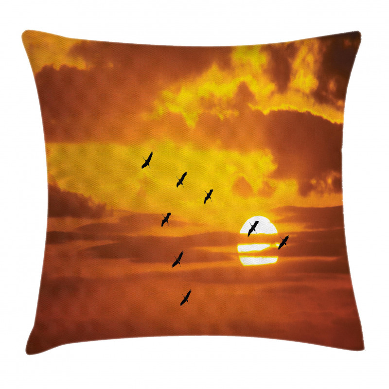 Birds Flying at Sunset Pillow Cover