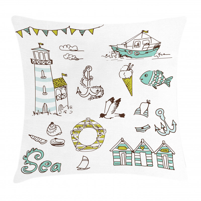 Lighthouse Anchor Seagull Pillow Cover