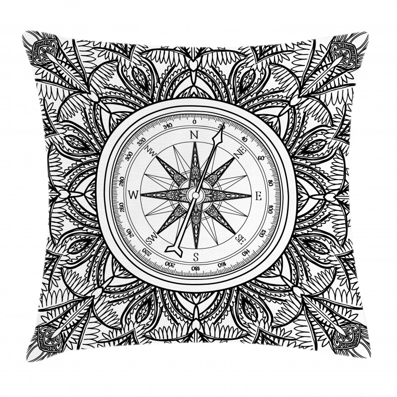 Ornate Floral Wind Rose Pillow Cover
