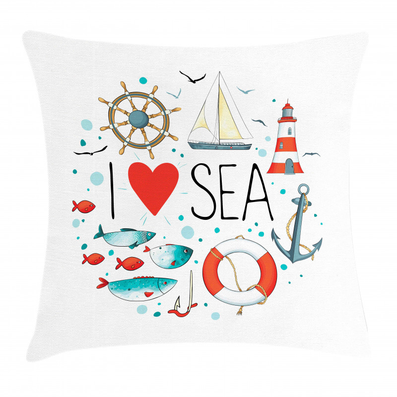 I Love Sea Words Pillow Cover